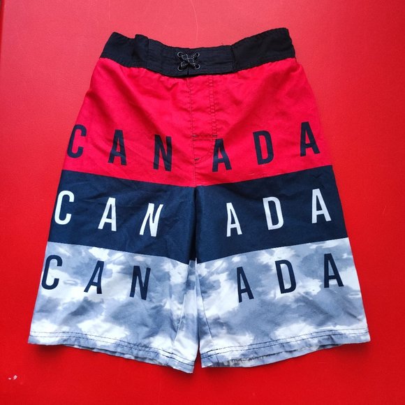 George Canada design swim pants red black grey boy's size L 10-12 - Picture 1 of 4